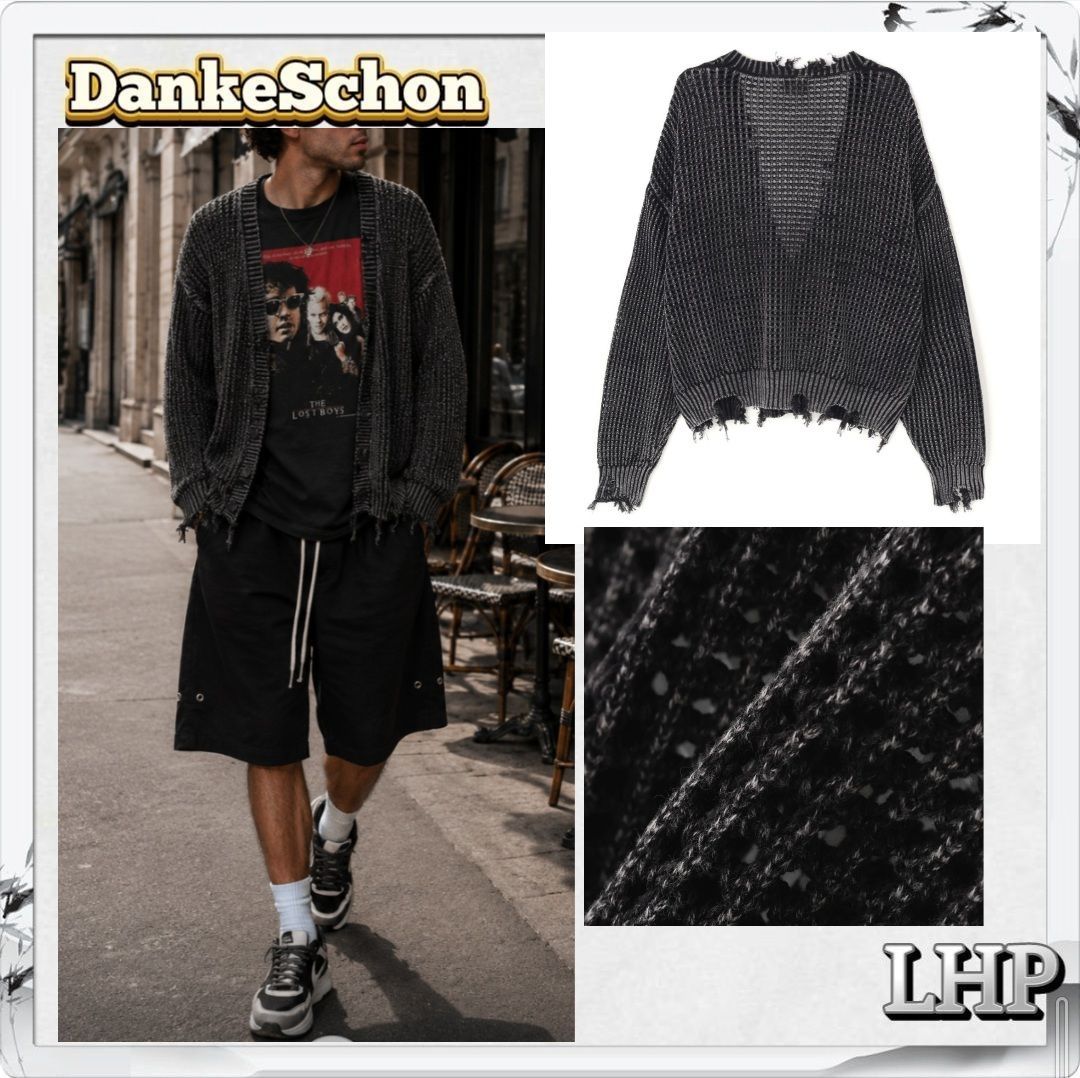 正規品 LHP DankeSchon ダンケシェーン メッシュ カーディガン トップス ブラック ゆったり