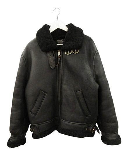 US SHEEPSKIN TYPE B-3 シープスキン フライトジャケット ムートン L ブラック USA製 ミリタリー