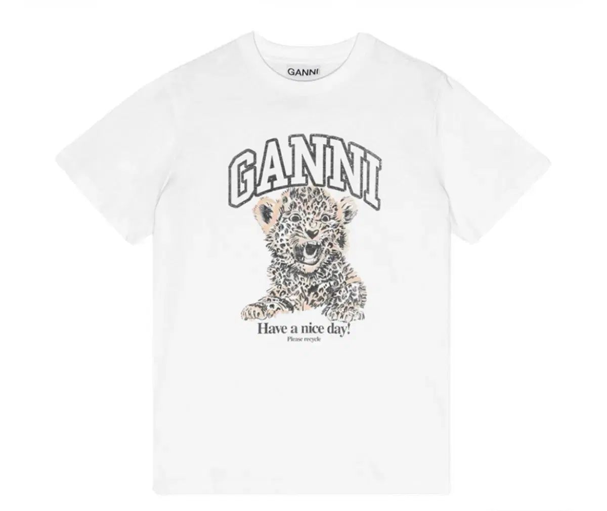GANNI ベーシック ジャージ ヒョウ柄 レオパード リラックスド Tシャツ