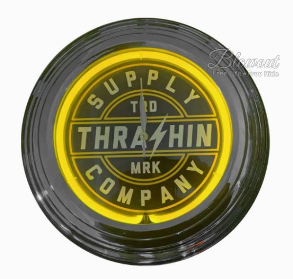 壁掛け時計 THRASHIN ハーレー ネオン ビンテージ HOT ROD 看板 インテリア バイク 車 家具 アメリカン雑貨 BAR カフェ 店舗 ガレージ 酒 ハーレー 昭和レトロ 当時 コカコーラ