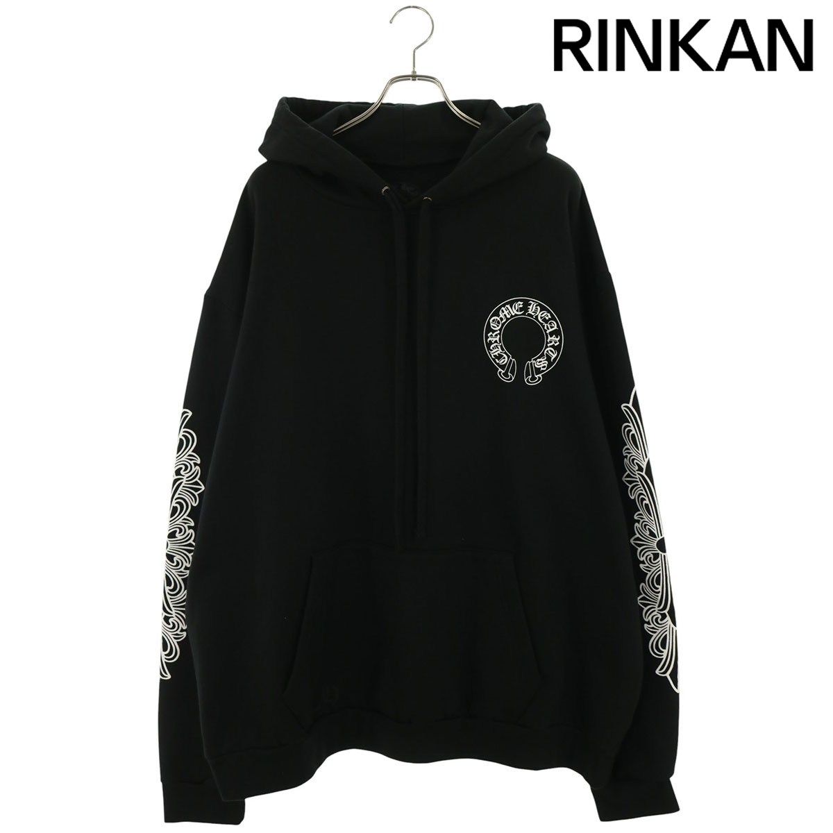 クロムハーツ SWTSHRT HD PLVR バックホースシュープリント袖フローラルパーカー メンズ XXL