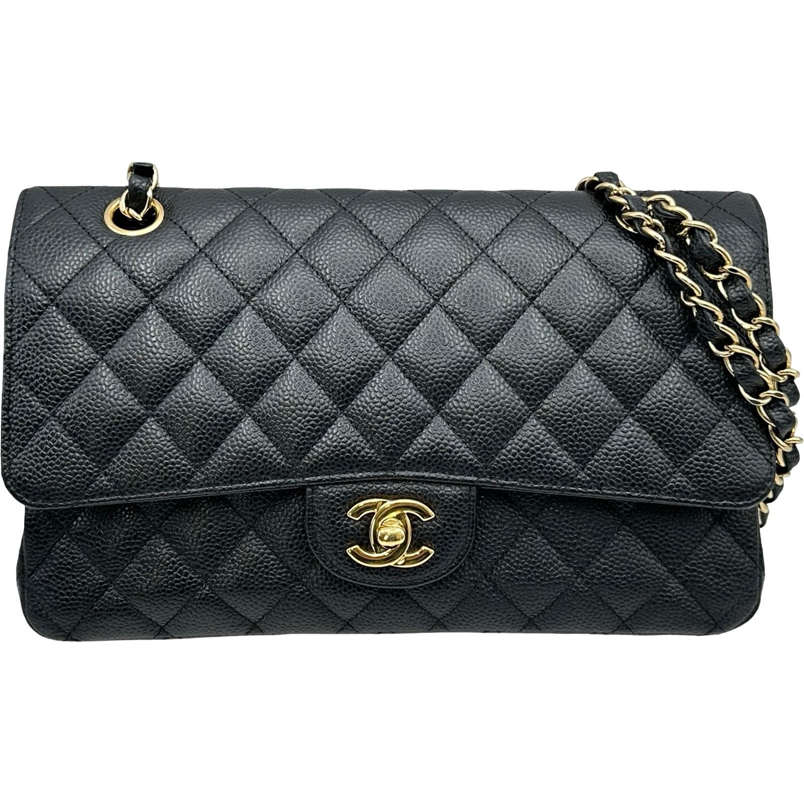 シャネル CHANEL マトラッセ 25 A01112 18番台 ブラックゴールド金具 キャビアスキン レディース ショルダーバッグ