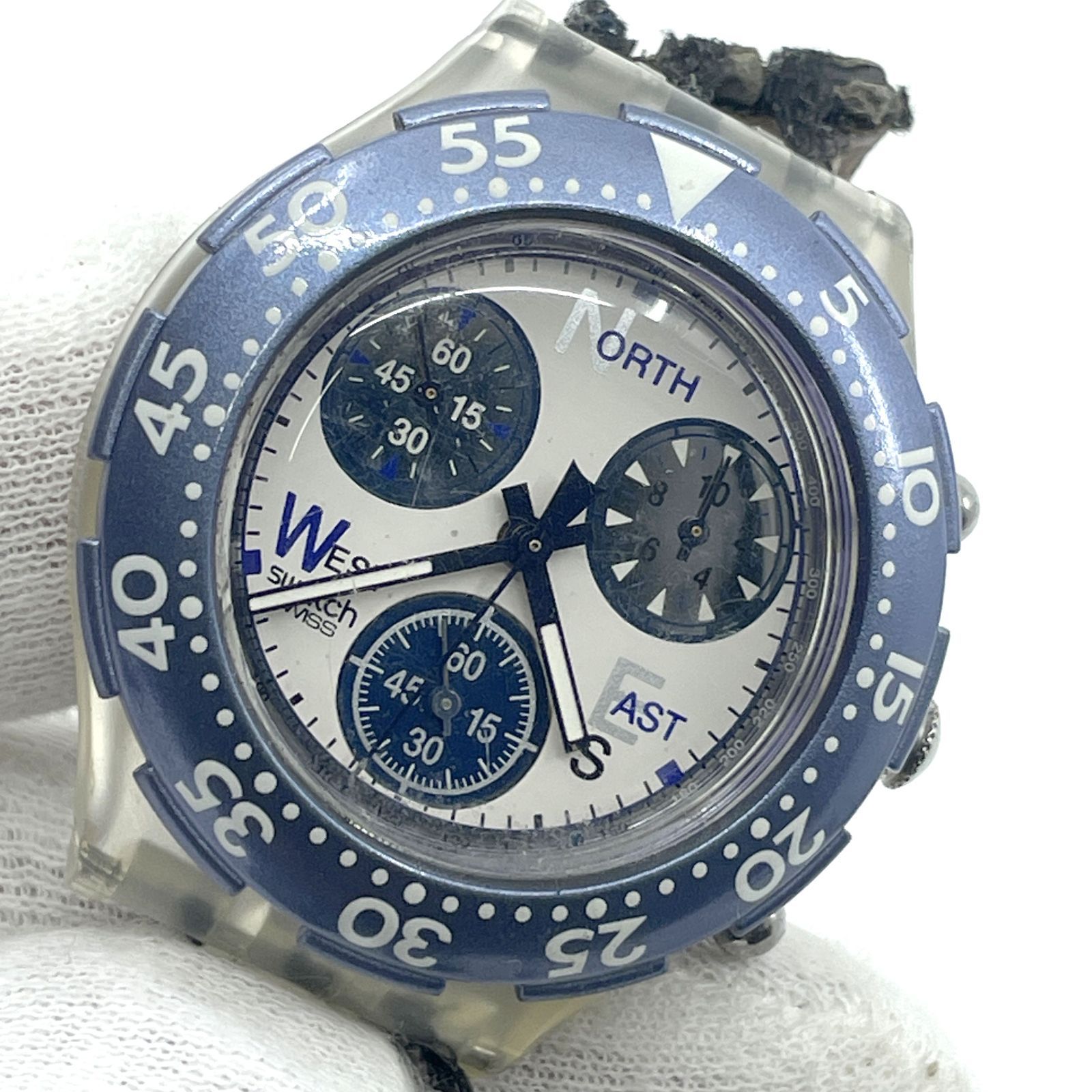 動作未確認 スウォッチ Swatch クロノグラフ クォーツ 腕時計 裏スケ