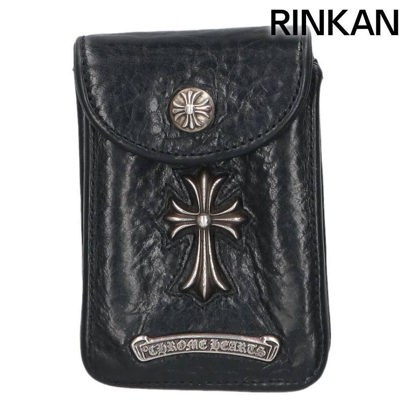 クロムハーツ BLT POUCH CIGARETTE CASE スモールCH装飾ロゴプレートシガレットレザーケース メンズ