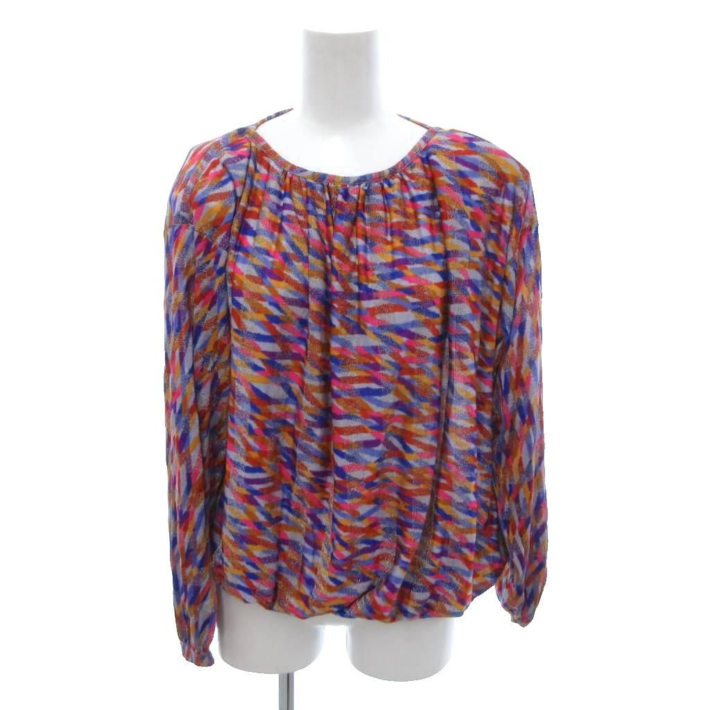 ミッソーニ MISSONI ヴィンテージ カットソー ブラウス 長袖 ラメ シルク 総柄 S マルチカラー /FF