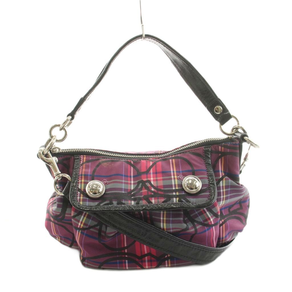 コーチ COACH ポピー タータン グルーヴィー シグネチャー ショルダーバッグ ハンドバッグ チェック柄 ピンク 14366 /KU 22