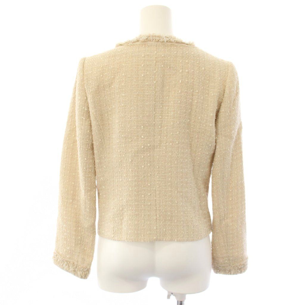 FOXEY フォクシー 美品 ツイードノーカラージャケット 38 ベージュ フォクシー FOXEY スーツ セットアップ 3点セット ノーカラー