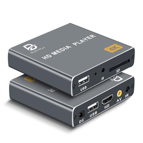 ★新品★4Kメディアプレーヤー, HD デジタルメディアプレーヤー, H.265/HEVC H.264/AVC MP4 MKVビデオ MP3 音楽 JPG 写真 字幕, HDMI/RCA出力, 自動再生と再開, 家庭用 店頭用 デジタルサイネ 98d050df