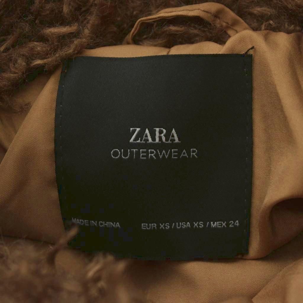 ザラ ZARA ファーコート フェイクファー EUR XS 茶 ブラウン 長袖 /GG4