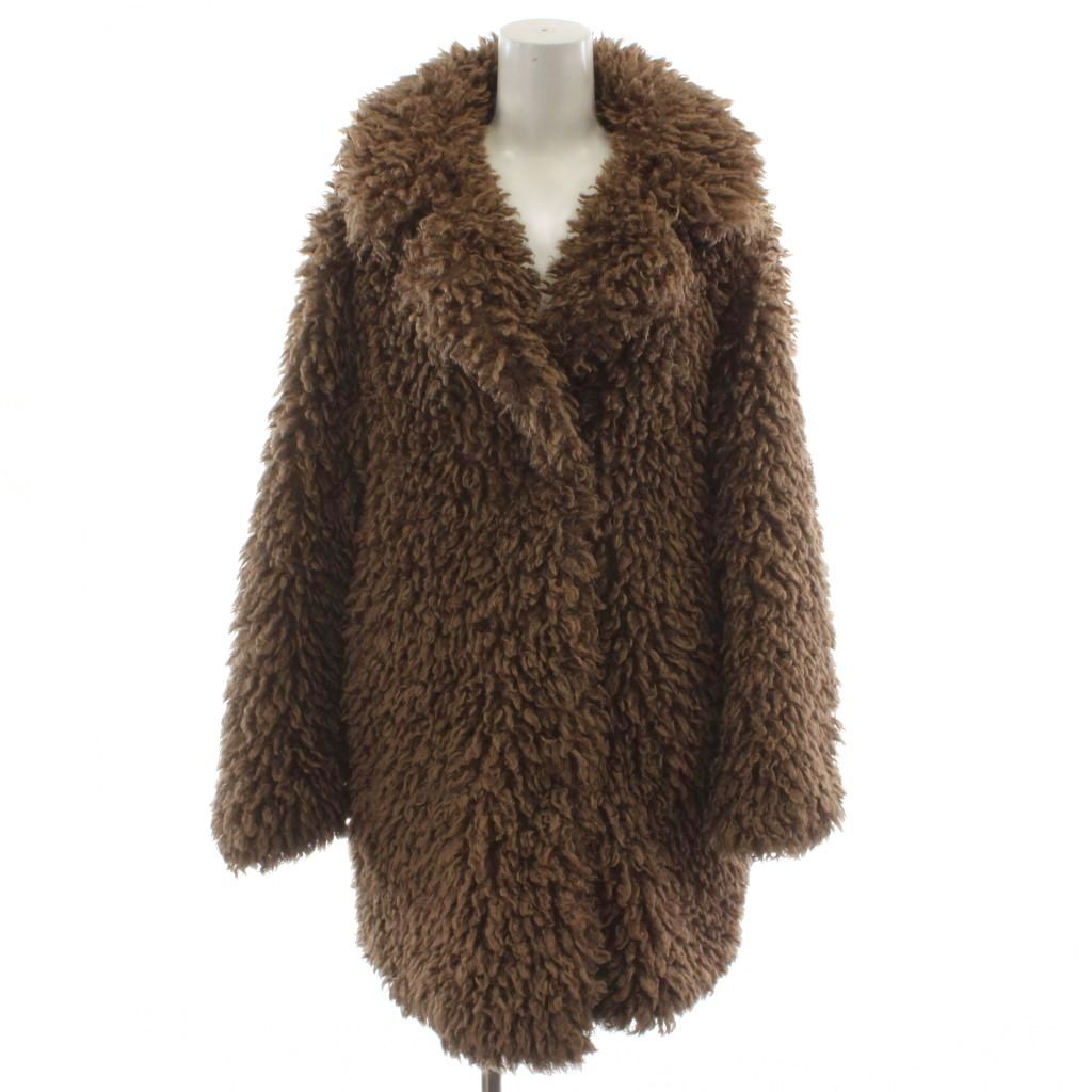 ザラ ZARA ファーコート フェイクファー EUR XS 茶 ブラウン 長袖 /GG4