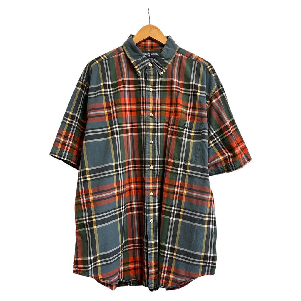 Ralgh Lauren ラルフローレン BIG SHIRTS チェック柄シャツ ボタンダウンシャツ 赤青チェック SIZE XL NO.T735