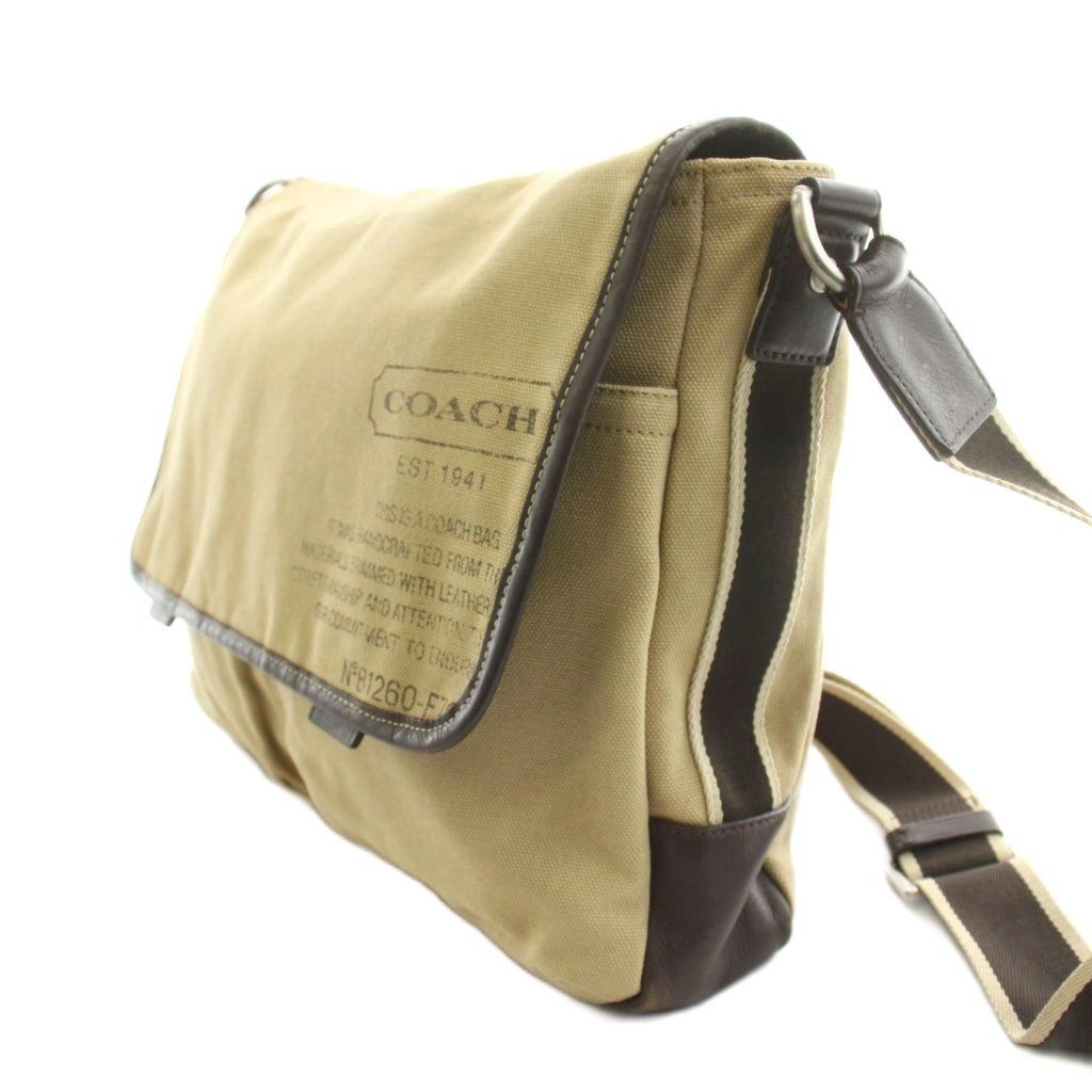 COACH コーチ ショルダーバッグ メッセンジャーバッグ キャンバス ベージュ コーチ COACH メッセンジャーバッグ ショルダーバッグ フラップ