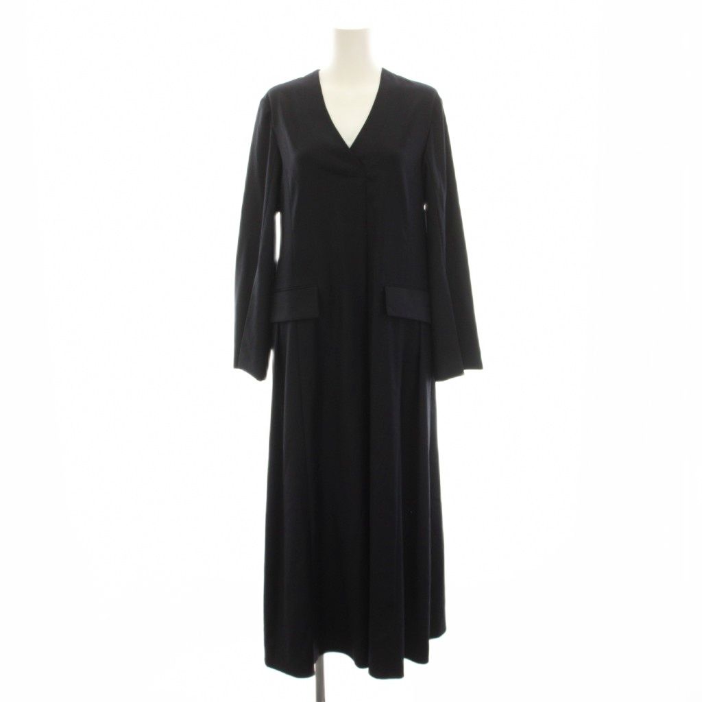 デパリエ DEPAREILLE 24AW ウールシルクVネックワンピース ロング 長袖 38 黒 ブラック B1144AFA061 /YM8