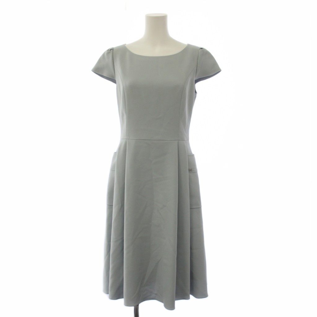 ルネ Rene BASIC フィット&フレア ワンピース ひざ丈 半袖 34 水色 5016010 /BM40