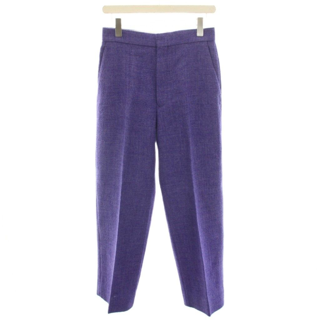 ドゥロワー Drawer 22AW ウールナイロンメランジワイドスラックス パンツ ジップフライ 絹 シルク 38 紫 パープル 6514-236-1244 /YT
