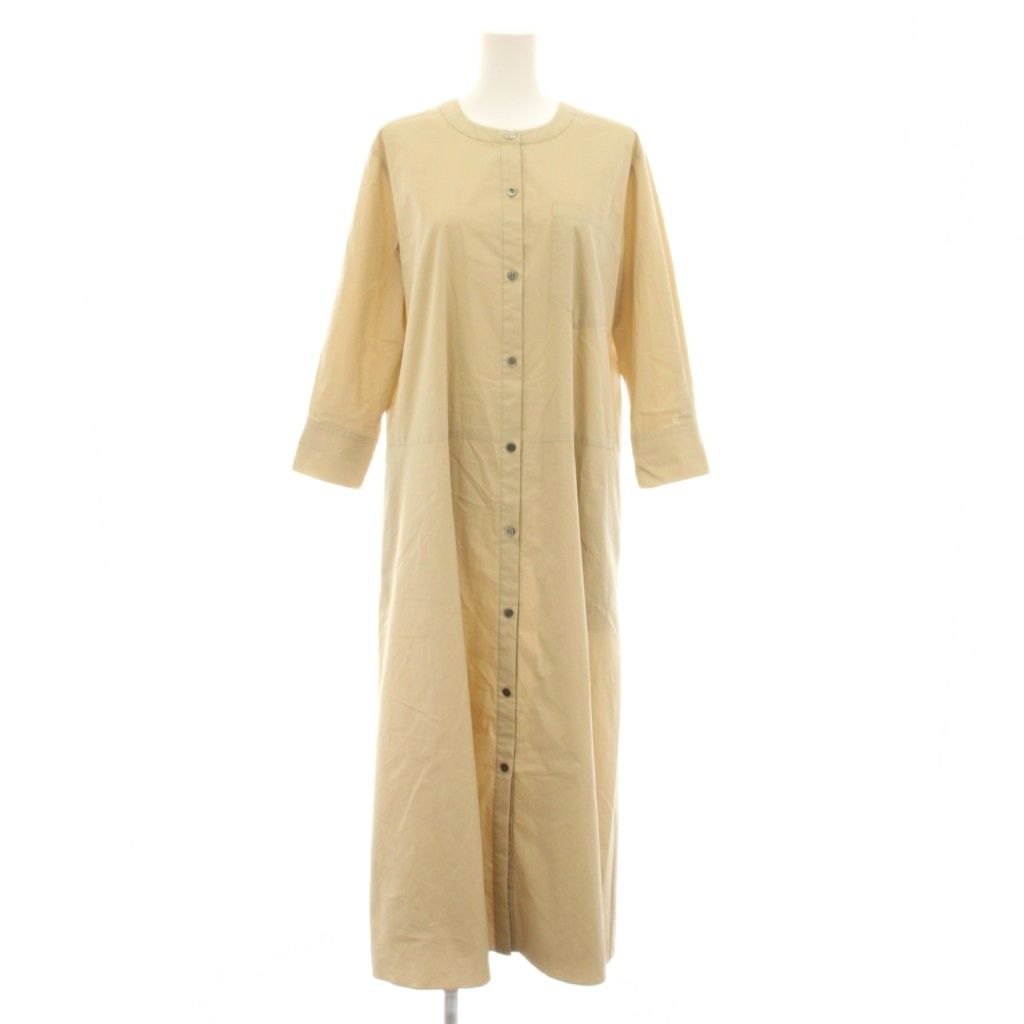 セオリーリュクス theory luxe 24SS テックポプリンスタニア TECH POPLIN STANIA シャツワンピース ロング バンドカラー 長袖 前開き 38 べージュ 03-4105512-312-038 /YT