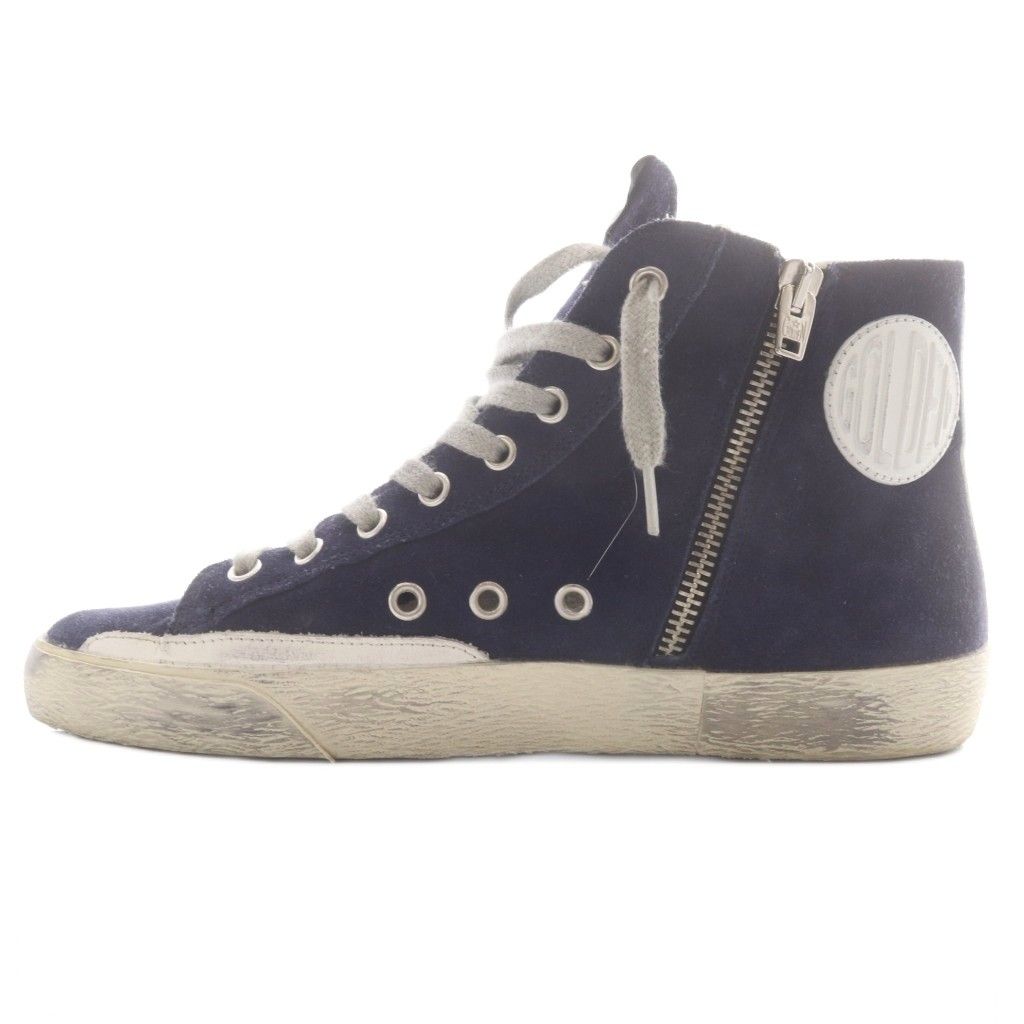ゴールデングース GOLDEN GOOSE FRANCY サイドジップ ハイカット スニーカー 38 紺