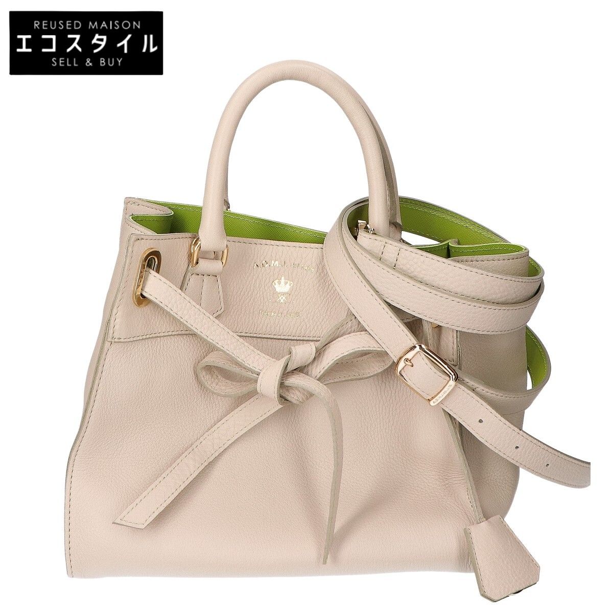 【未使用品】ADMJ 2way コンクルージョン リボン トートバッグ ベージュ A.D.M.J. Accessoires De Mademoiselle ADMJ 【新品同様】コンク