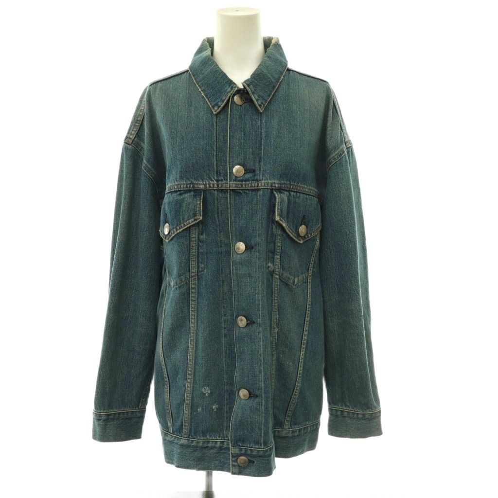 ハイク HYKE BIG FIT デニムジャケット Gジャン ダメージ加工 2 ブルー