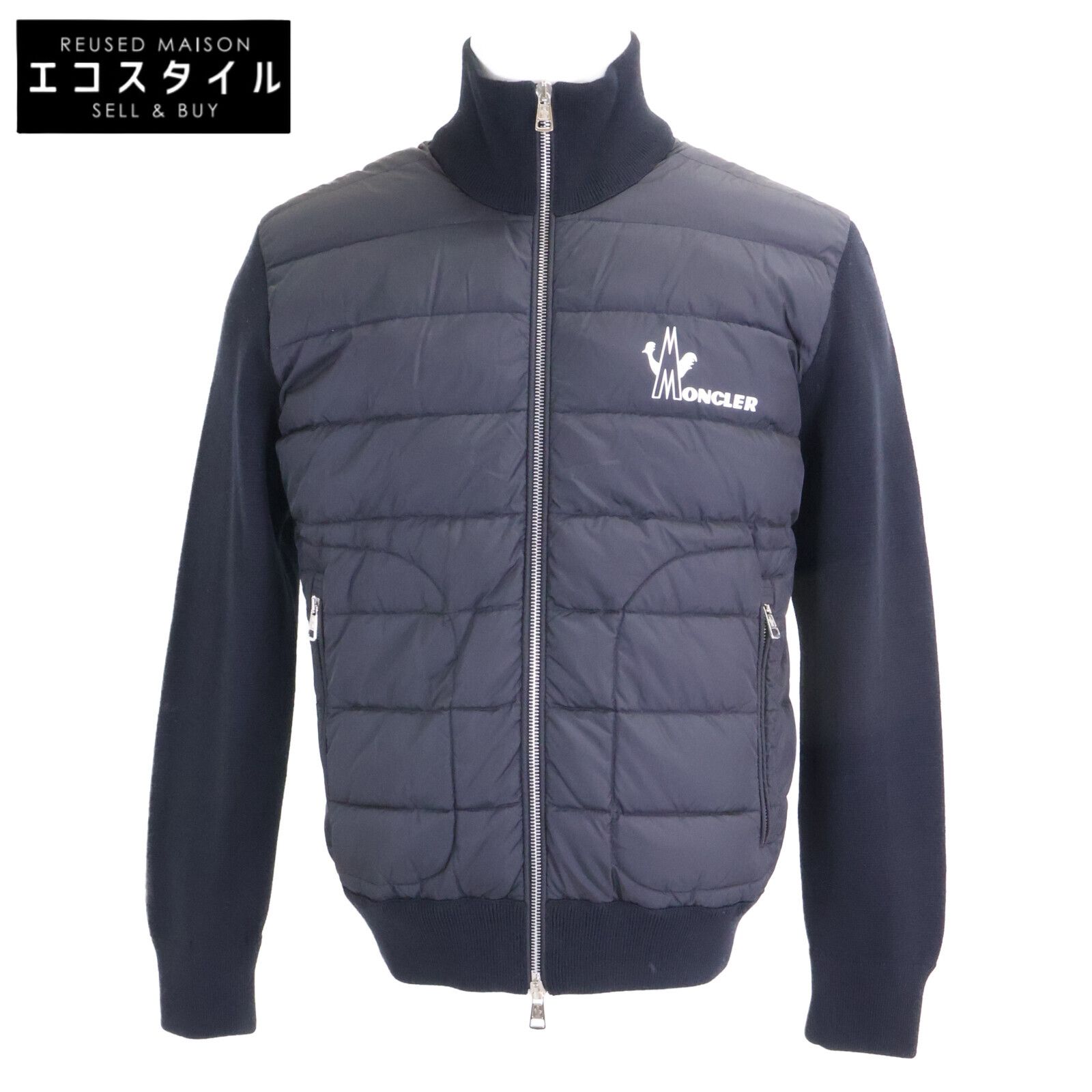 MONCLER　モンクレール　【美品】E20919422350 MAGLIONE TRICOT CARDIGAN ロゴプリント ニット/ダウン切替 ジャケット　M