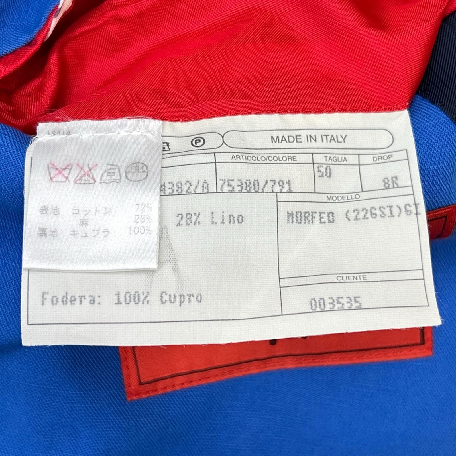ISAIA イザイア MORFED コットンリネン ブルー ノッチドラペル