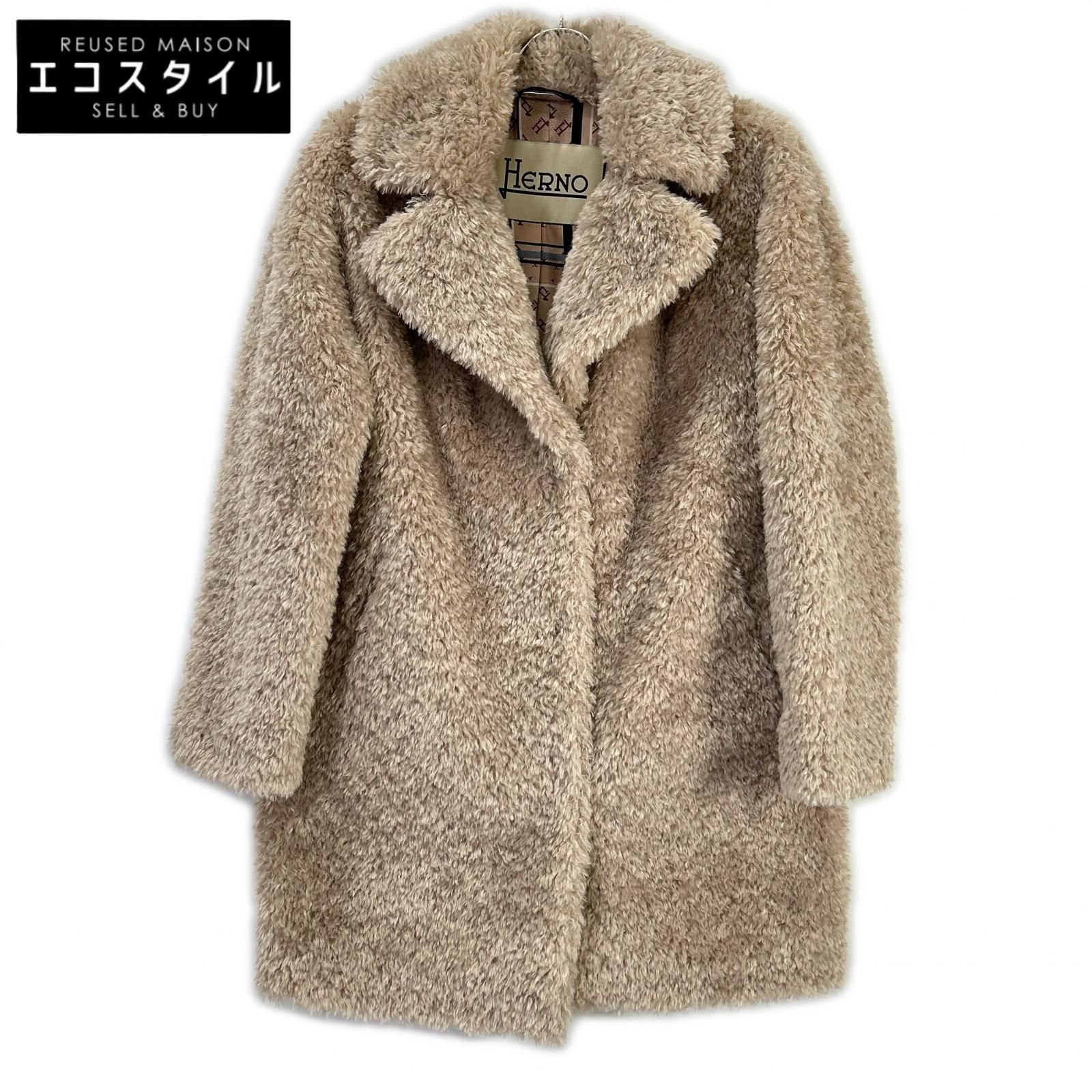 HERNO　ヘルノ　CA000500D CURLY FAUX FUR OVERSIZE FIT コート　40