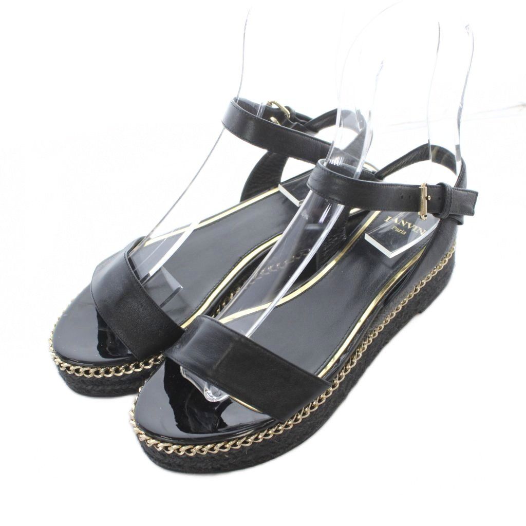 ランバン LANVIN チェーンエスパドリーユサンダル 35 22.5cm 黒