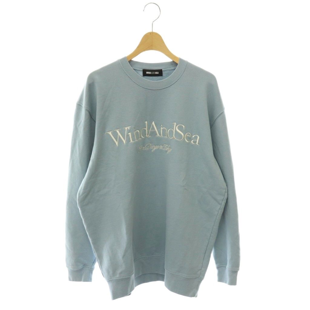 ウィンダンシー WIND AND SEA FROSTING LOGO CREWNECK プルオーバースウェットトップス トレーナー ロゴ刺繍 長袖 L ライトブルー /HS ■OS ■SH