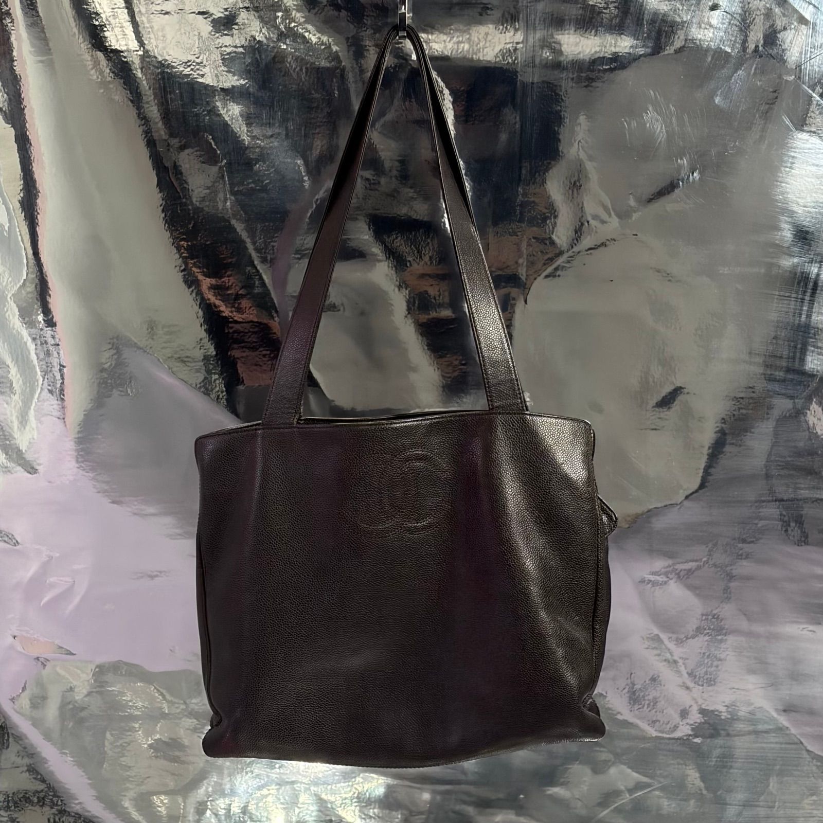 CHANEL キャビアスキントートバック レザー ブラウン シャネル - メルカリ