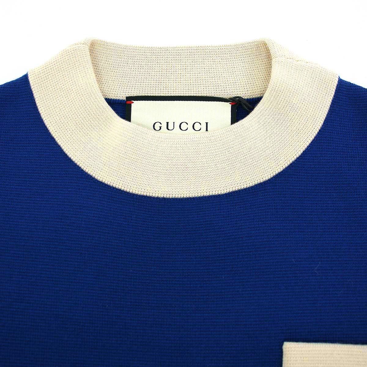 GUCCI グッチ GGワッペンニットワンピース 606015 ブルー M - メルカリ