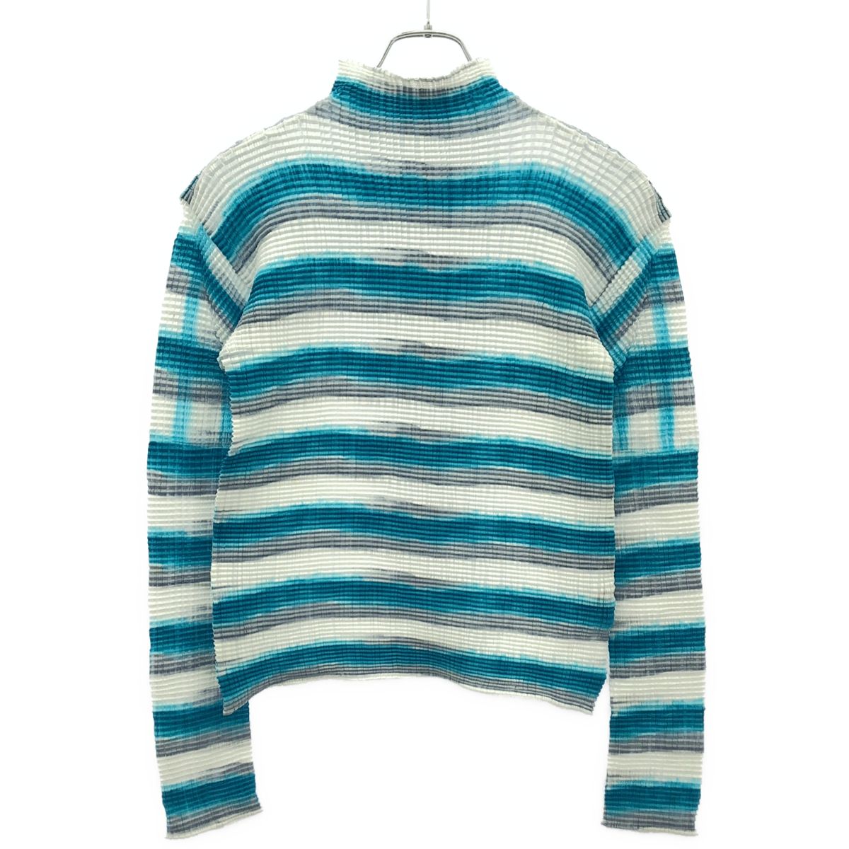 ISSEY MIYAKE イッセイミヤケ グラデーションボーダーハイネックプリーツカットソー IM27-FJ820 ブルー×ホワイト 2