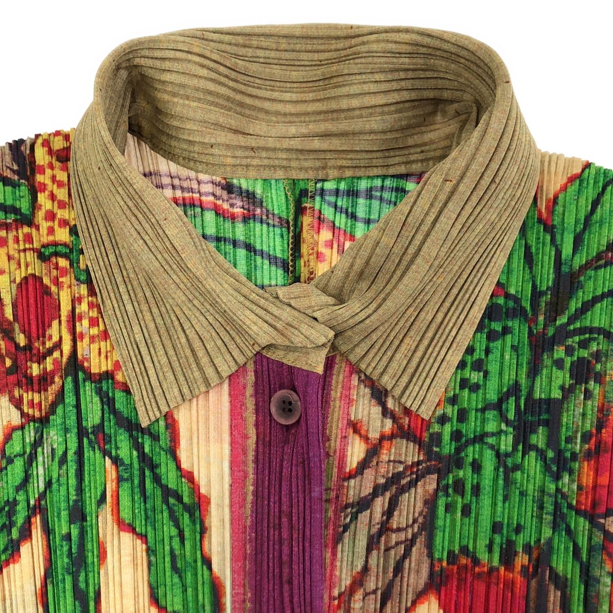 PLEATS PLEASE スタンドカラーシャツ PLEATS PLEASE ISSEY MIYAKE プリーツプリーズ イッセイミヤケ 絵画