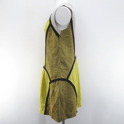 マルニ MARNI ノースリーブ ワンピース 膝丈 36 黄系 イエロー Vネック