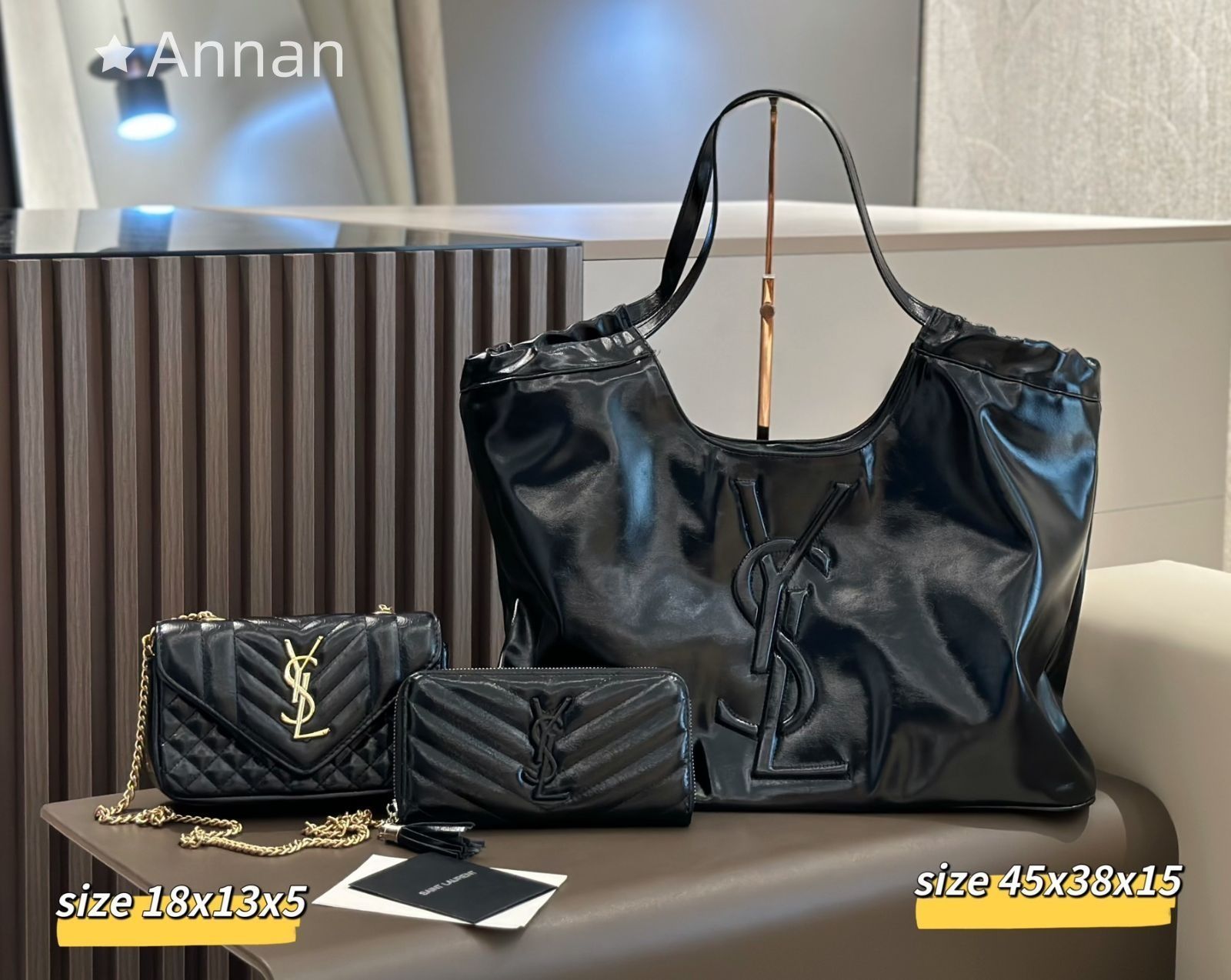 大人気中 Yves Saint Laurent YSL イヴサンローラン トートバッグショルダーバッグ 財布 3点セット