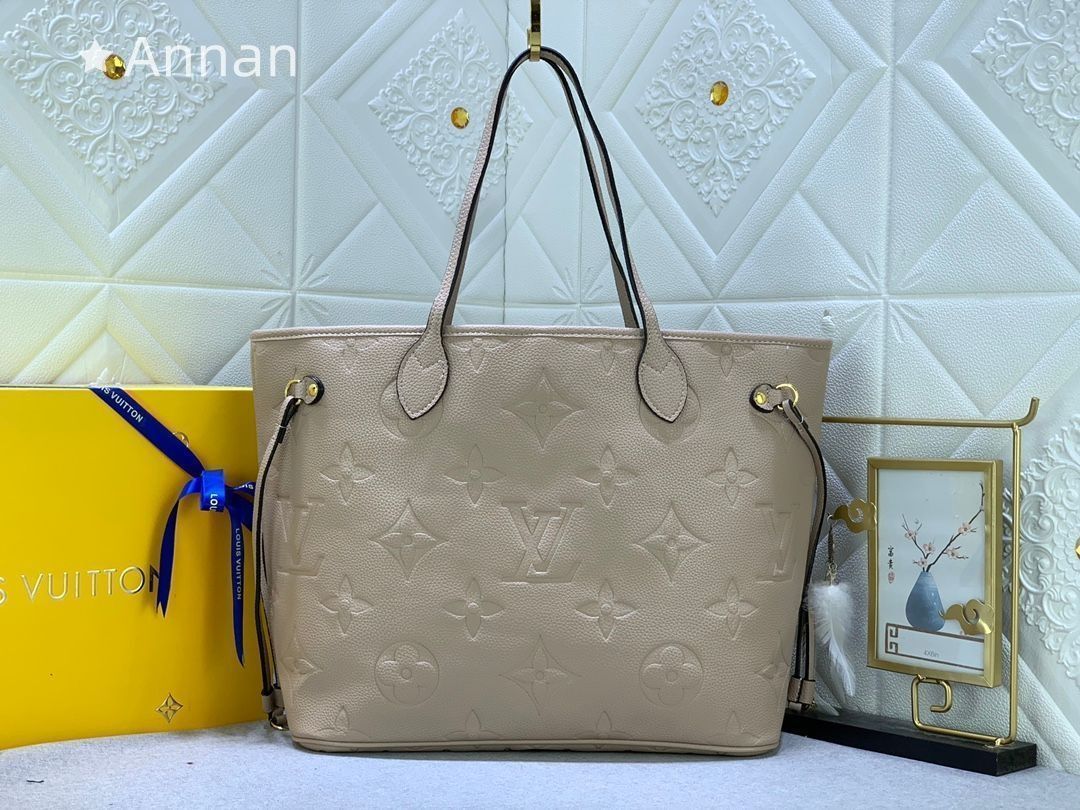 【美品】LOUIS VUITTON ルイヴィトン モノグラムア トートバッグ ンプラント ネヴァーフル MM 肩掛け トゥルトレール ベージュ