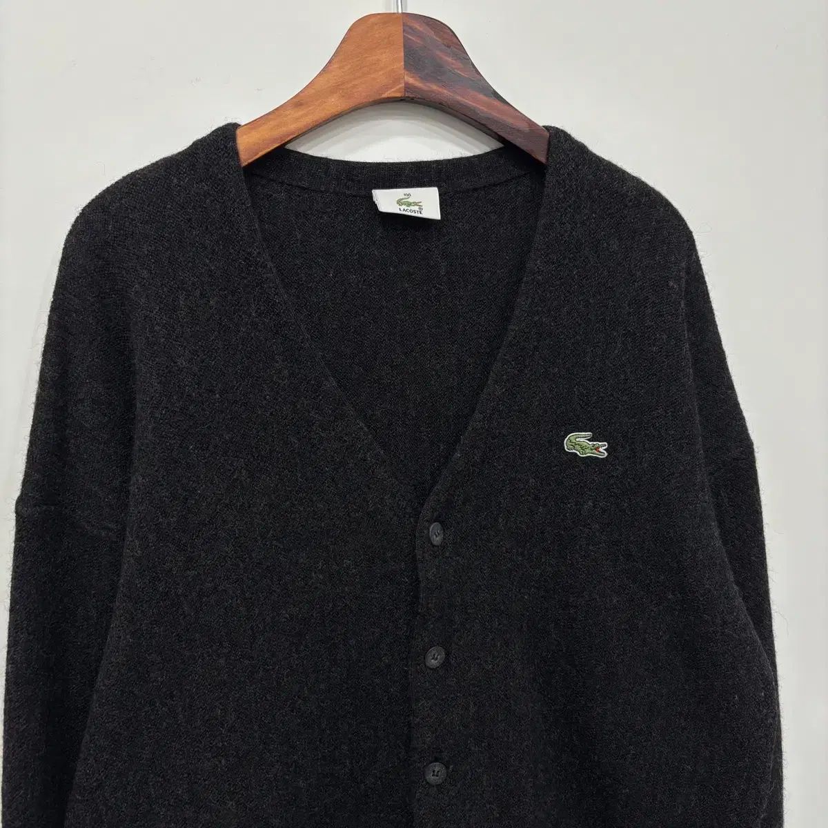 LACOSTE ラコステ ロゴワッペン レディース ウール カーディガン XL