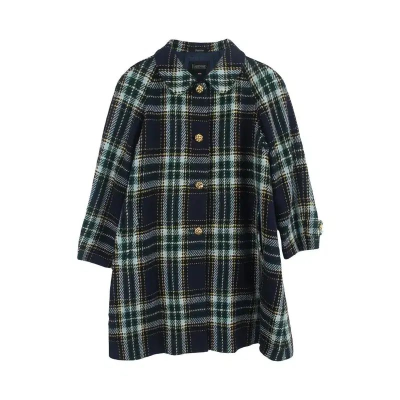 JAPAN (WOMEN - M) ウール 100% CHECK パータン ゴールド コート