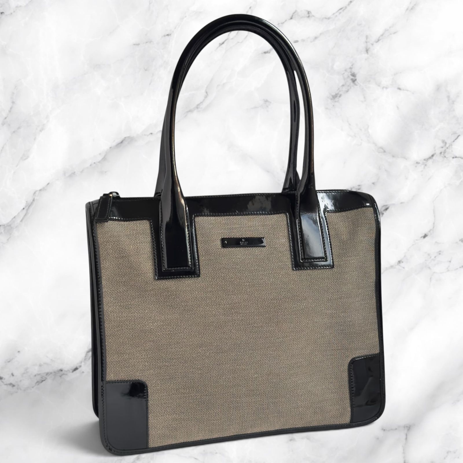 GUCCI グッチ トートバッグ ハンドバッグ 肩掛け キャンバス エナメル