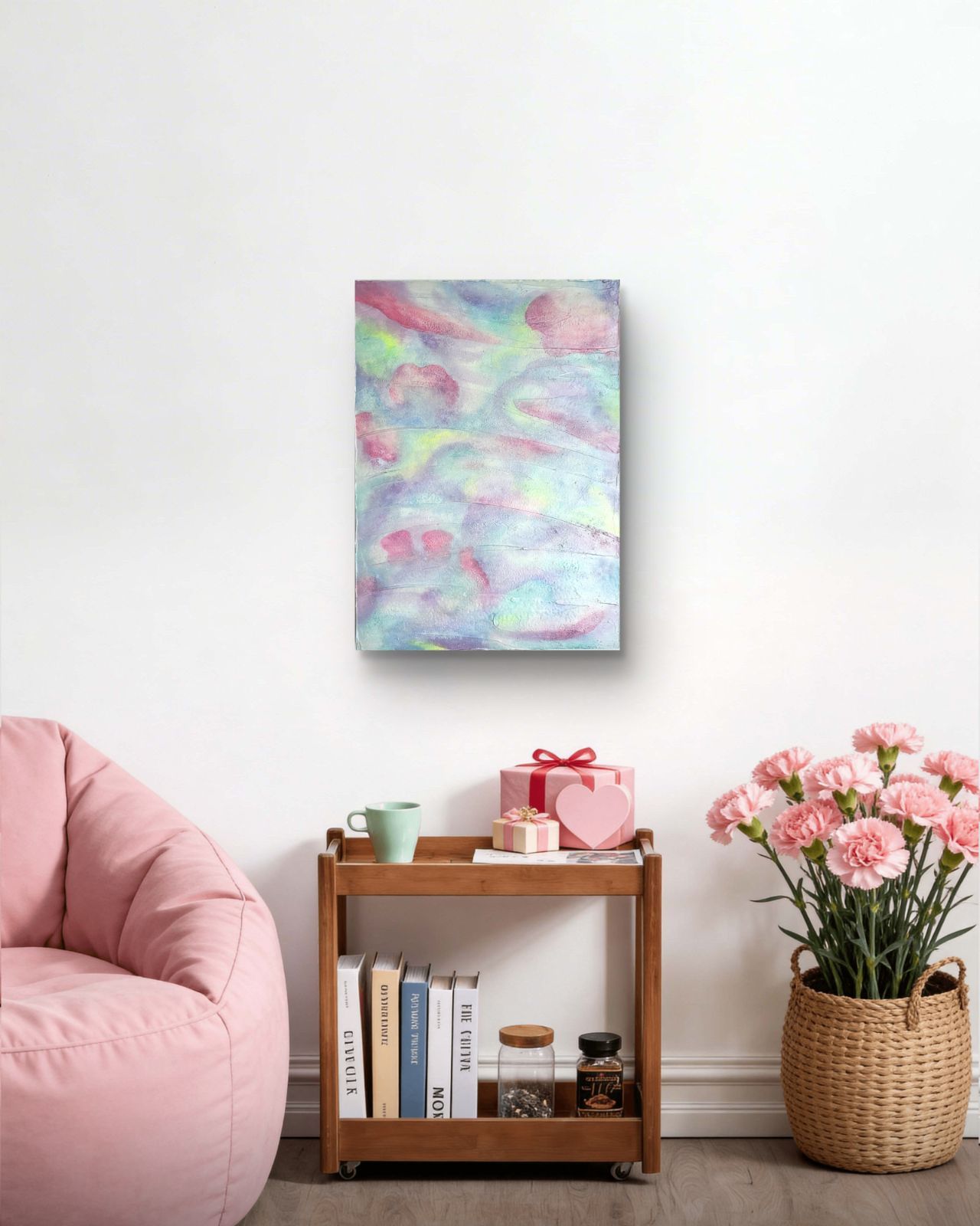 マーメイド・ヴェール / 抽象画 44×32㎝ キャンバス 原画 モダンアート インテリア おしゃれ 現代アート アートパネル