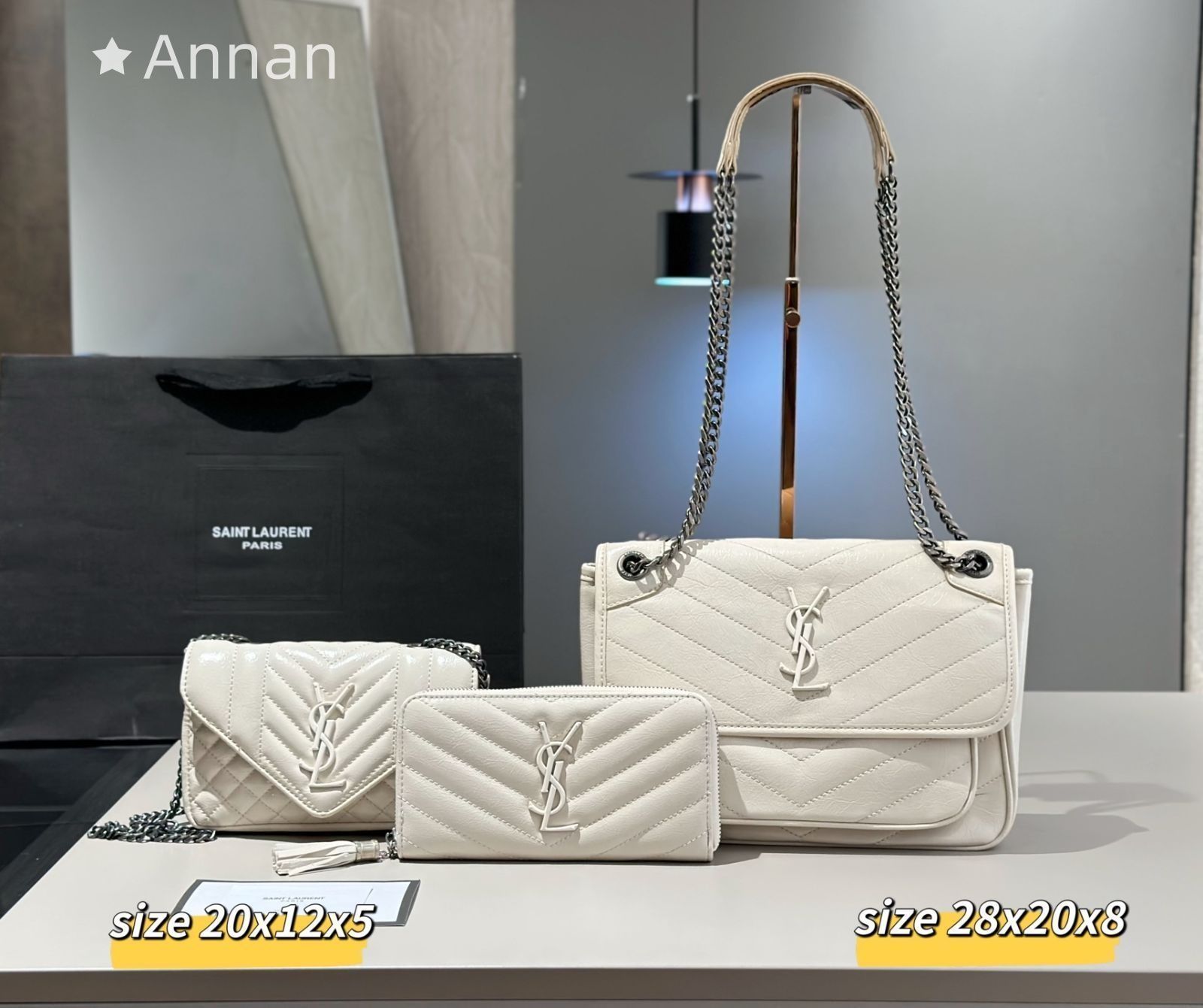 実物の写真です Yves Saint Laurent YSL イヴサンローラン トートバッグショルダーバッグ 財布 3点セット