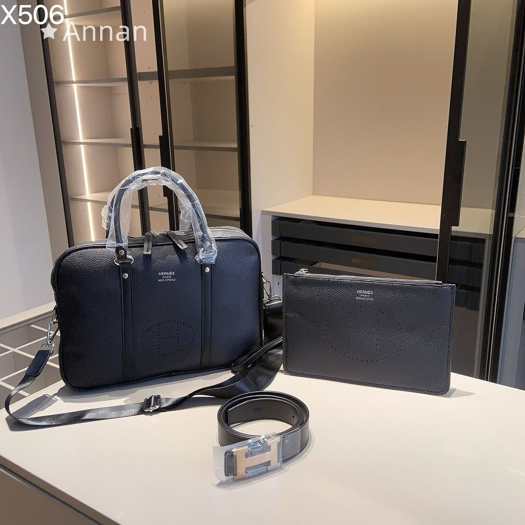 綺麗 エルメス Herms メンズ ビジネスバッグ クラッチバッグ ベルト 3点セット