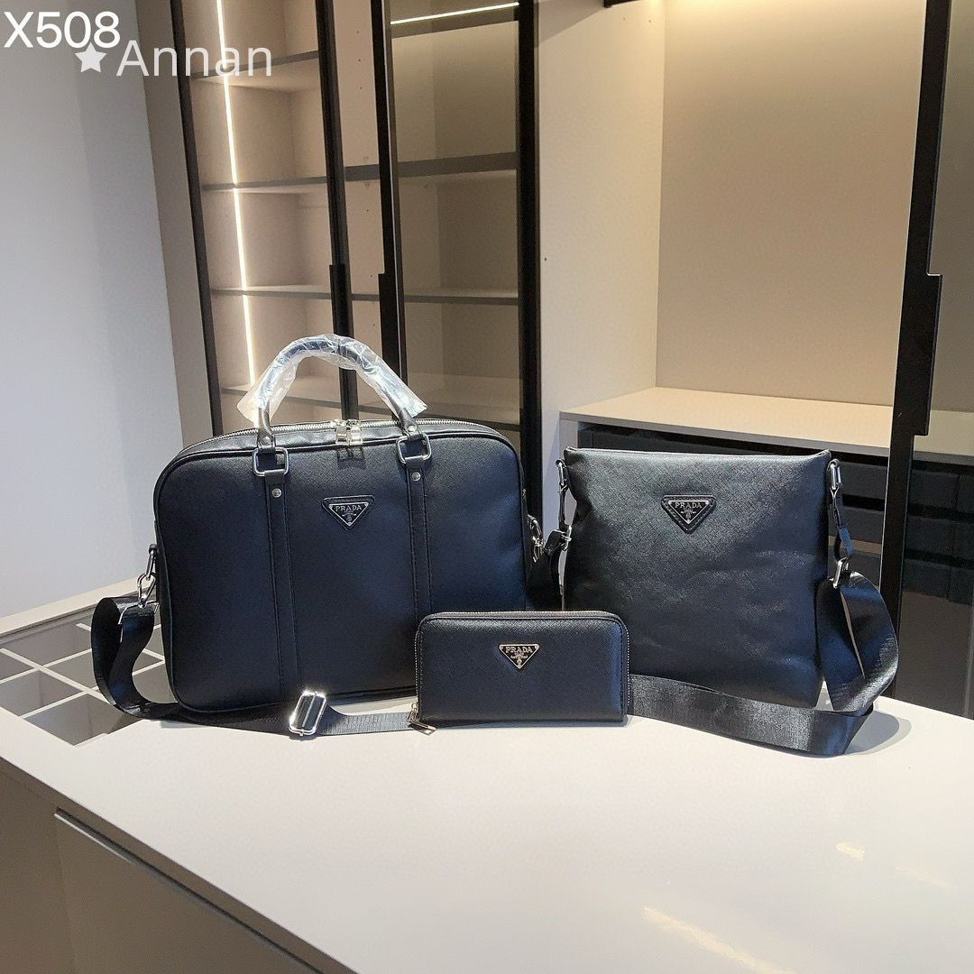 綺麗 PRADA プラダ メンズ ビジネスバッグ ショルダーバッグ 財布 3点セット