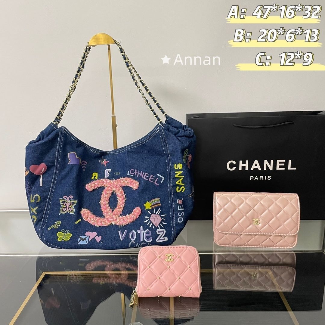 大人気 CHANEL シャネル トートバッグショルダーバッグ 財布 3点セット