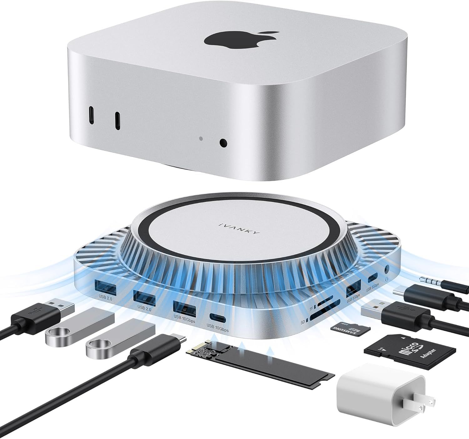 新品 Docking Station iVANKY 13 イン 1 Mac mini M4 ドッキングステーション、M.2 NVMe SSD エンクロージャー付き超機能拡張スタンド、Mac mini M4&M4 Pro（2024 年モデル）向け 4K@120H