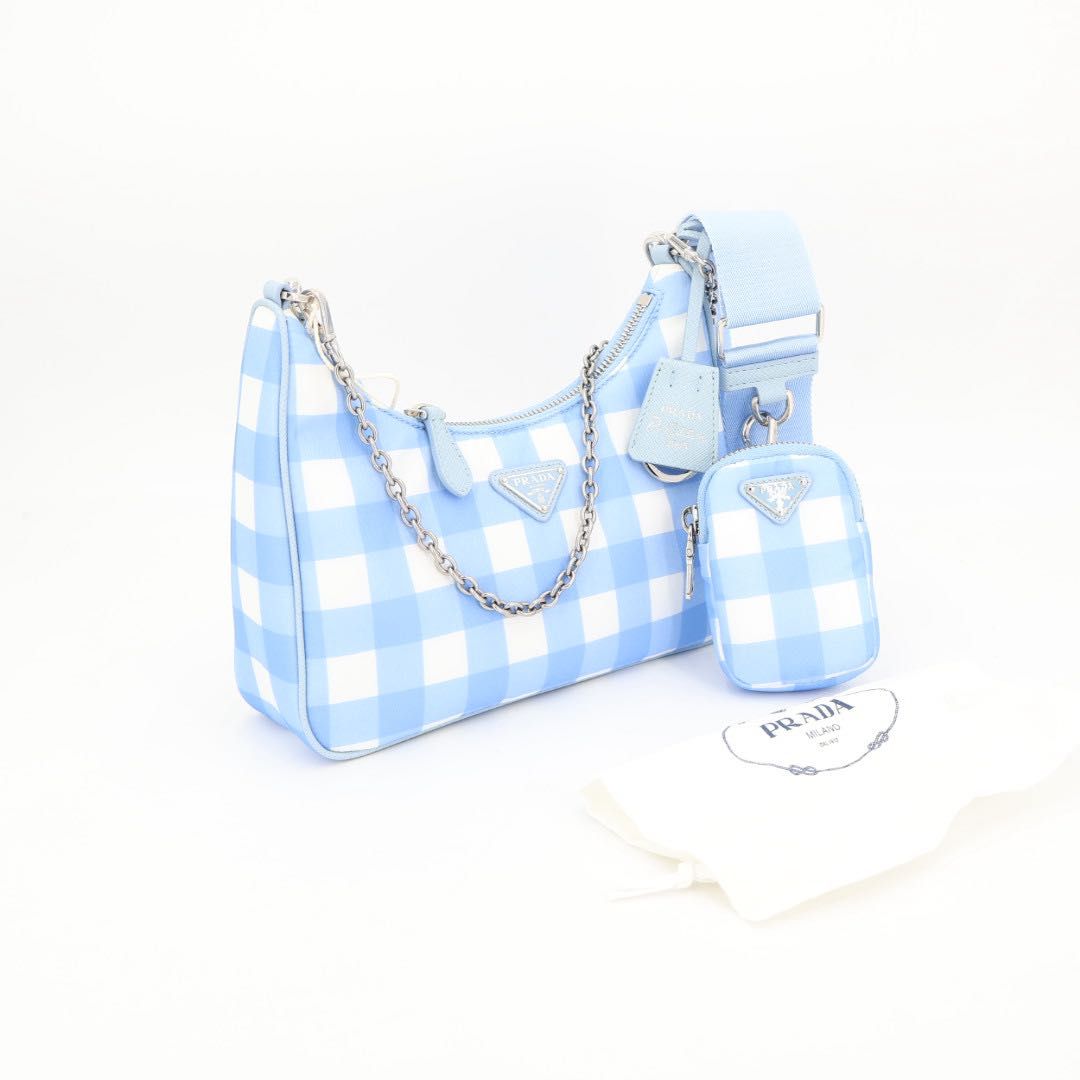 プラダ PRADA チェック柄 ホーボバッグ