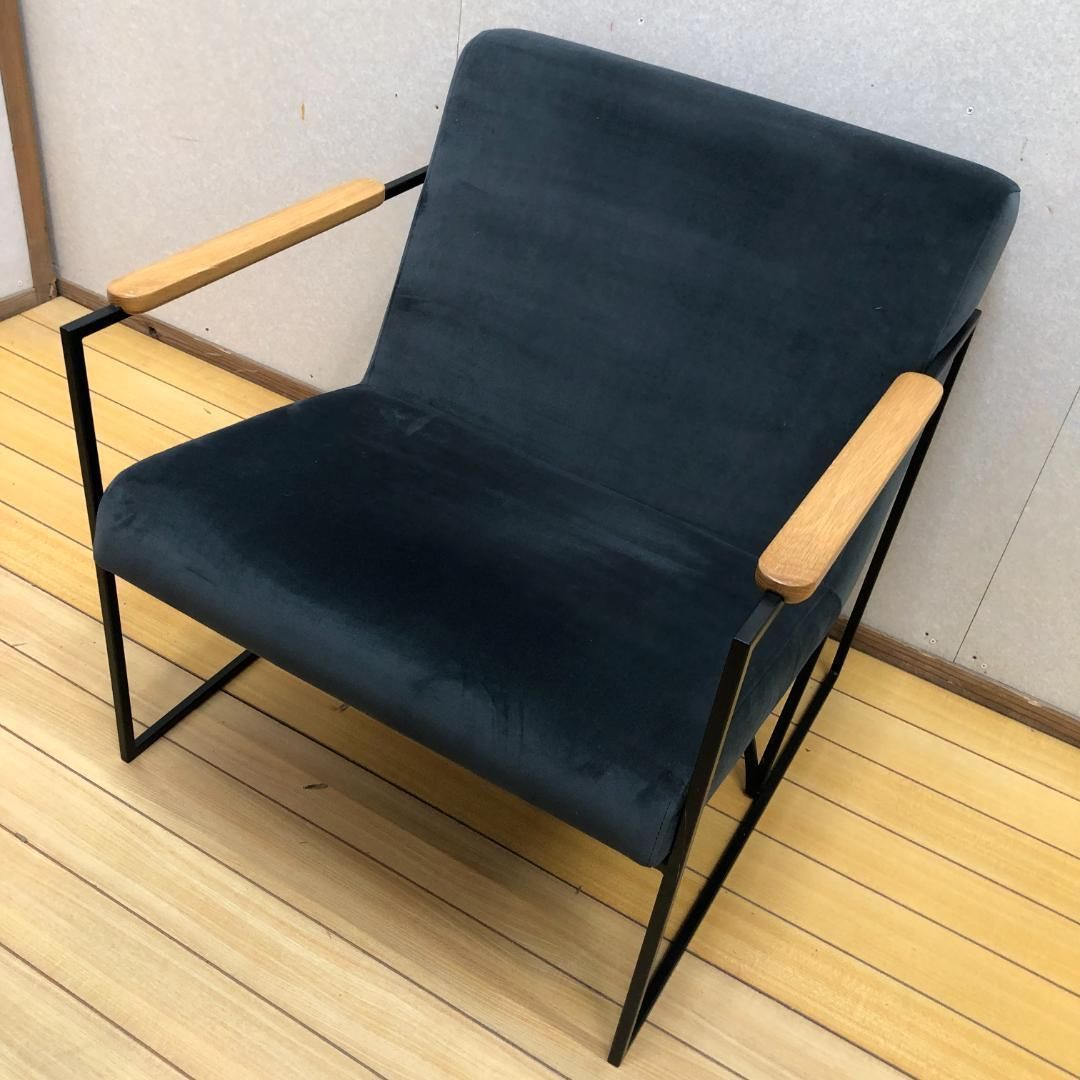 木肘チェア ソファ 北欧風 モダン インテリア ベロア調 88269-1 ソファ