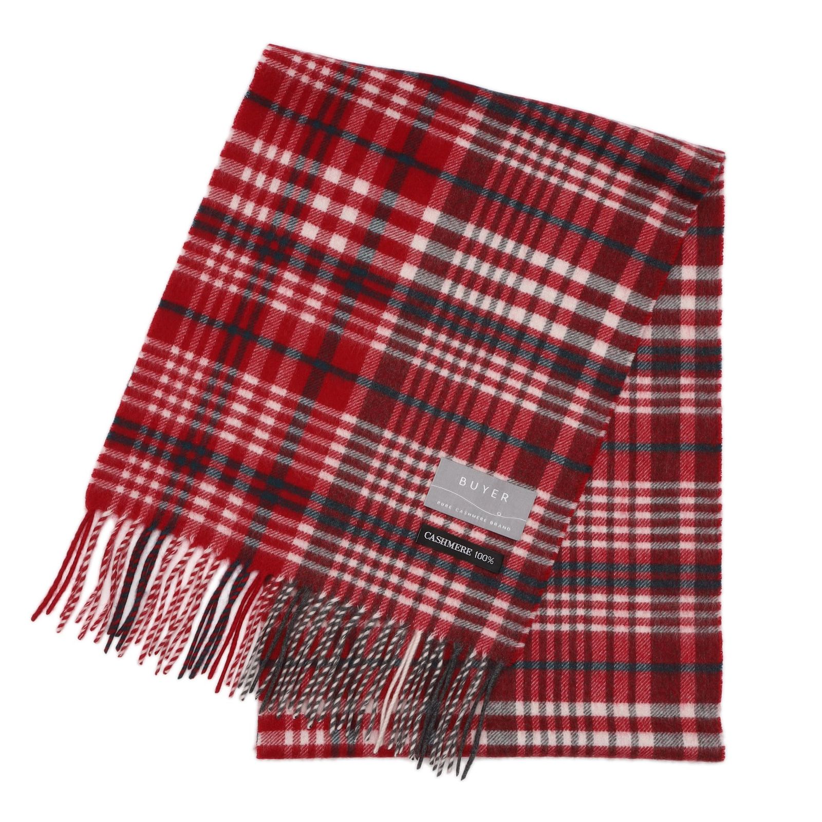 新品 [バイヤー] ピュア カシミヤ 100％ チェック マフラー 全19柄～【メンズ レディース】 カシミア チェック柄 厚手 大判 (クラシックベリー) CH30-CH19a