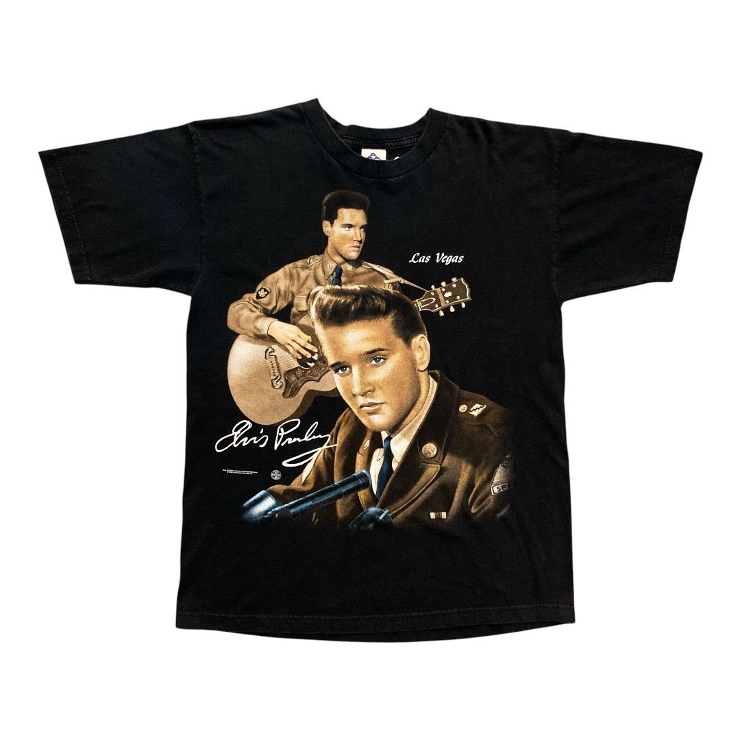 Vintage 1995 Elvis Presley Las Vegas T-Shirt Men’s L Black Official Single Stitch Style/ 90年代製エルビス プリントTシャツサイズL　【F567】
