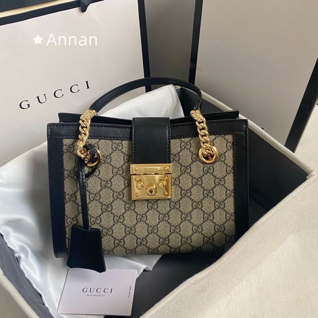 限界 GUCCI グッチ ショルダーバッグ ショルダーバッグ GGスプリーム パドロック スモール チェーンバッグ 498156