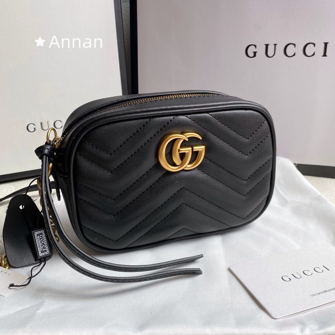 新品に近い 新型 人気 GUCCI (グッチ) GGマーモント ショルダーバッグ ミニバッグ チェーンバッグ レザー 448065
